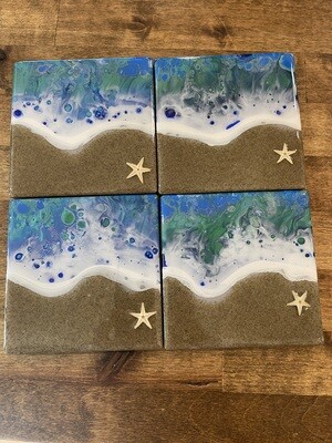 Handmade Coasters - Ocean Themed - Set of 4