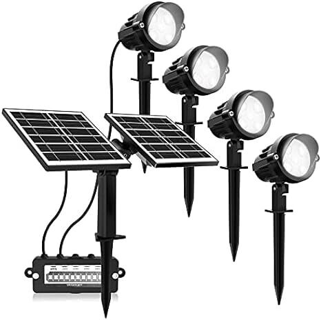 Faretto Solare da Giardino, 4 in 1, 2 Luminosità, Impermeabile.