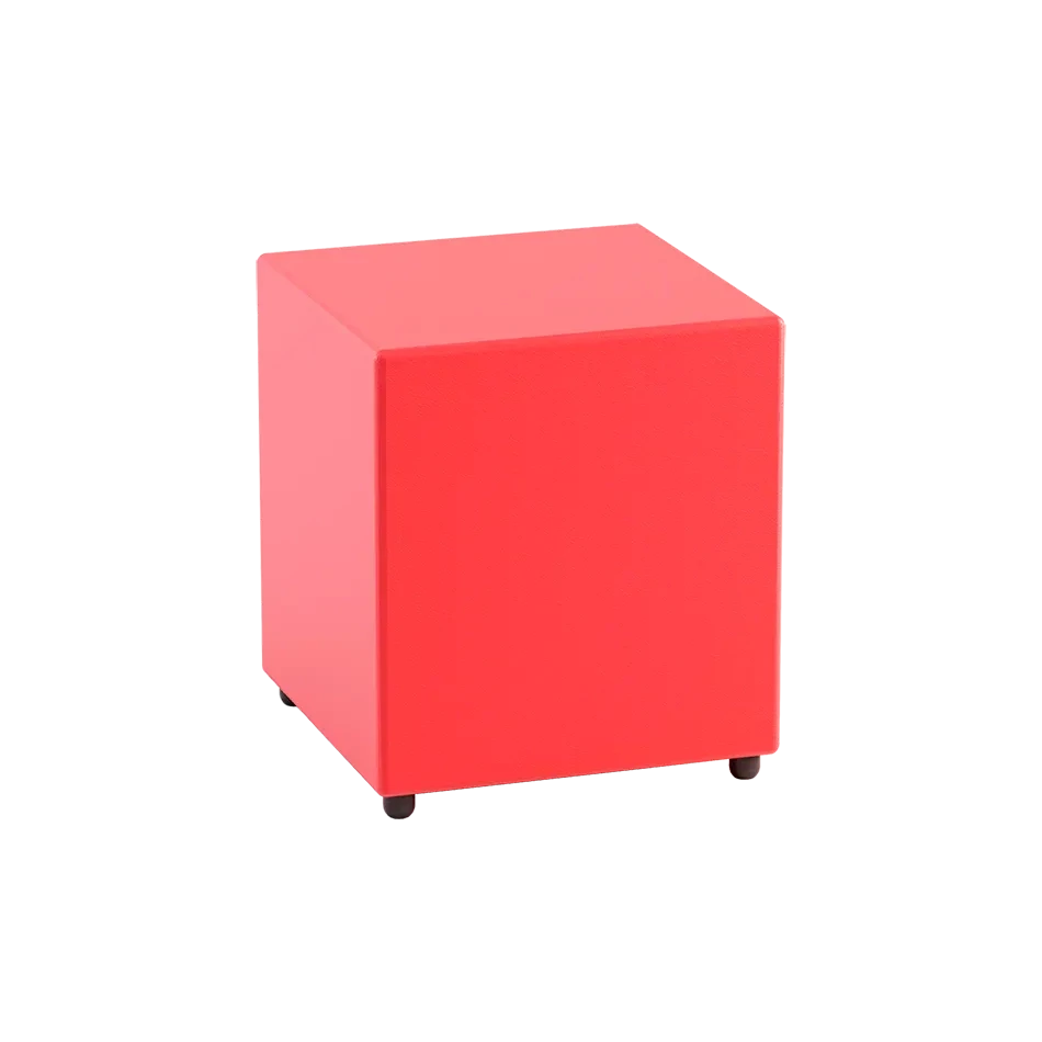 Pouf cubico imbottito, rivestito in similpelle colorata 40*40