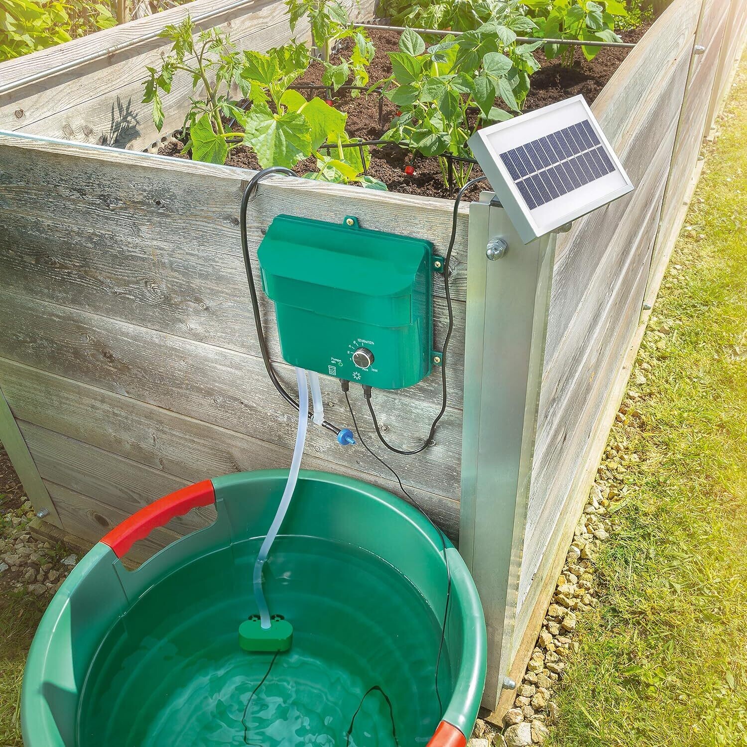 Set completo per sistema di irrigazione solare, a gocce, con 15 getti irrigatori