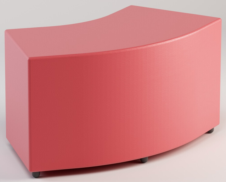 Panca imbottita curva 60 °, rivestita in similpelle colorata 200*40