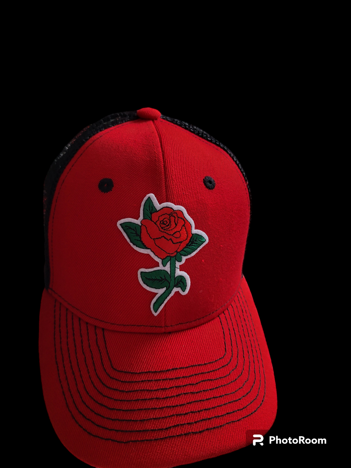 Red and Black Snap Back &quot;Rose Patch&quot;