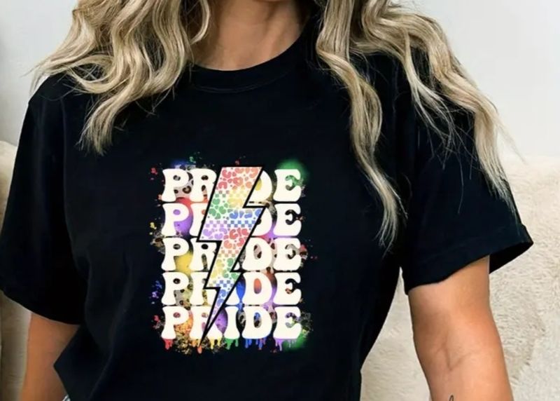 PRIDE with Lightning Bolt Crew Neck T Shirt 
