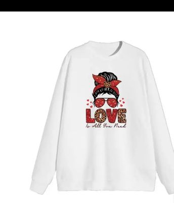 Womens Valentines Day Crew Neck Sweater "Love is all you need." 