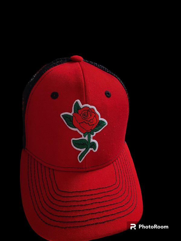Red and Black Snap Back "Rose Patch"