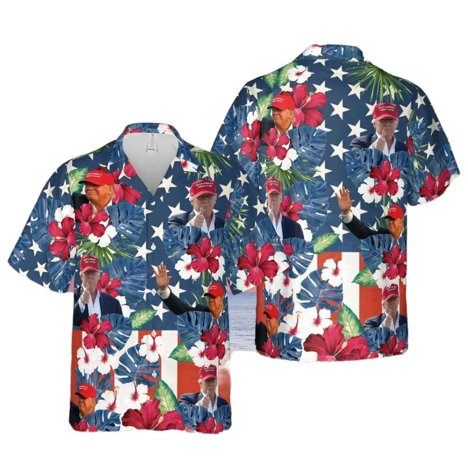 President 4th July Great Again Hawaiian Shirt, Cool Patriotic America July Fourth Button Up Shirt, Independence Day