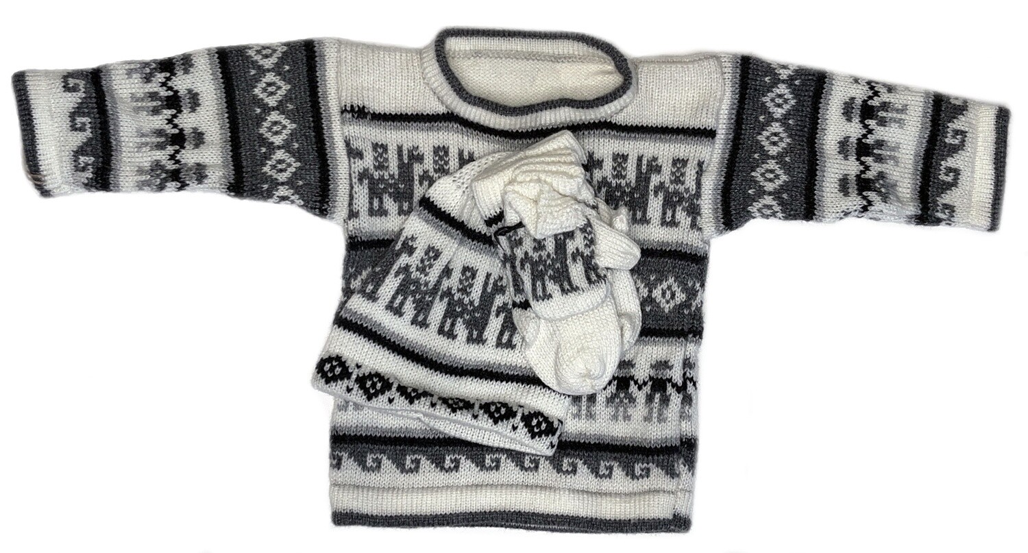 Baby sweater, socks, hat and mittens, Colour: blanc