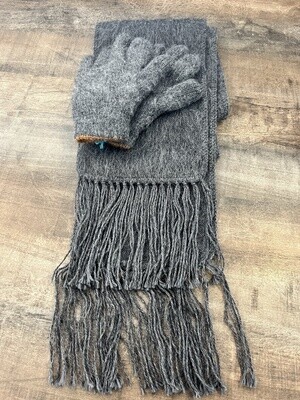 Combo gants et foulard gris