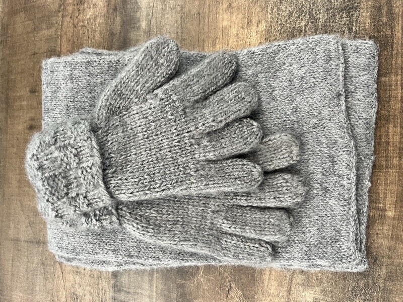 Combo gants et foulard gris enfants