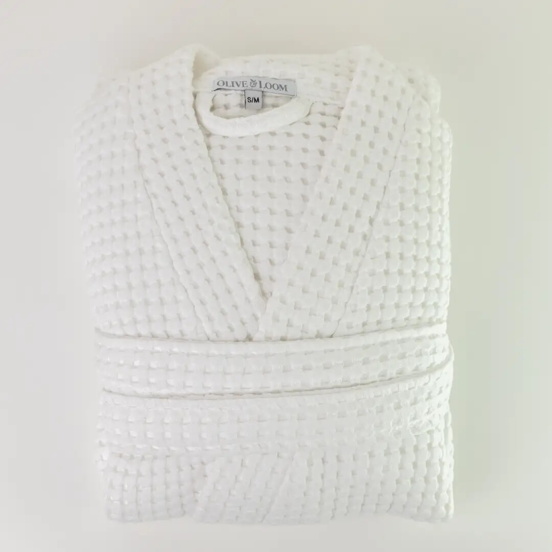 Airy Waffle Robe - White - XL