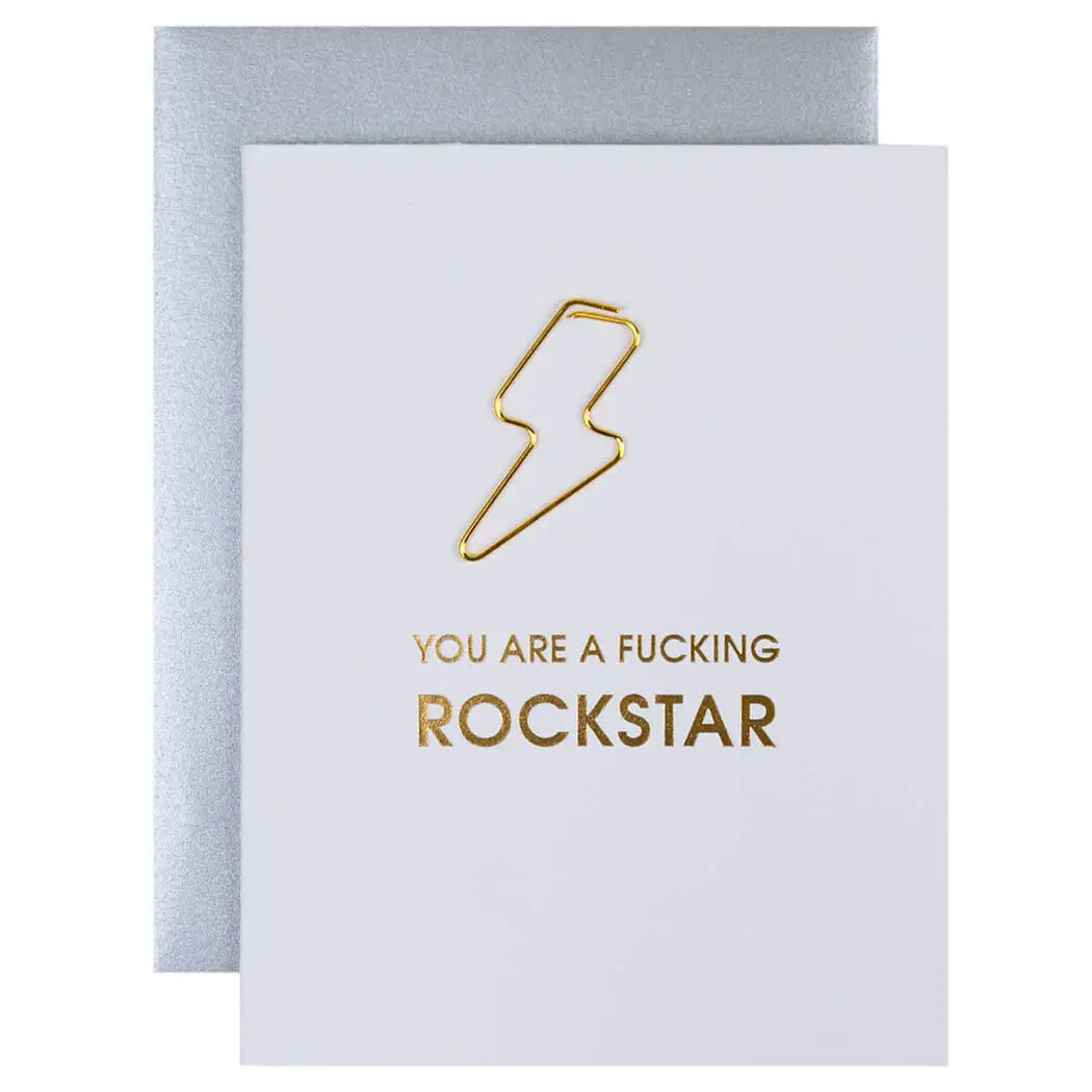 You Are A Fucking Rockstar Paperclip Letterpress Card