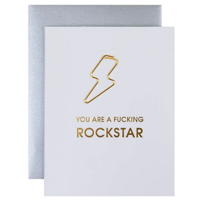 You Are A Fucking Rockstar Paperclip Letterpress Card