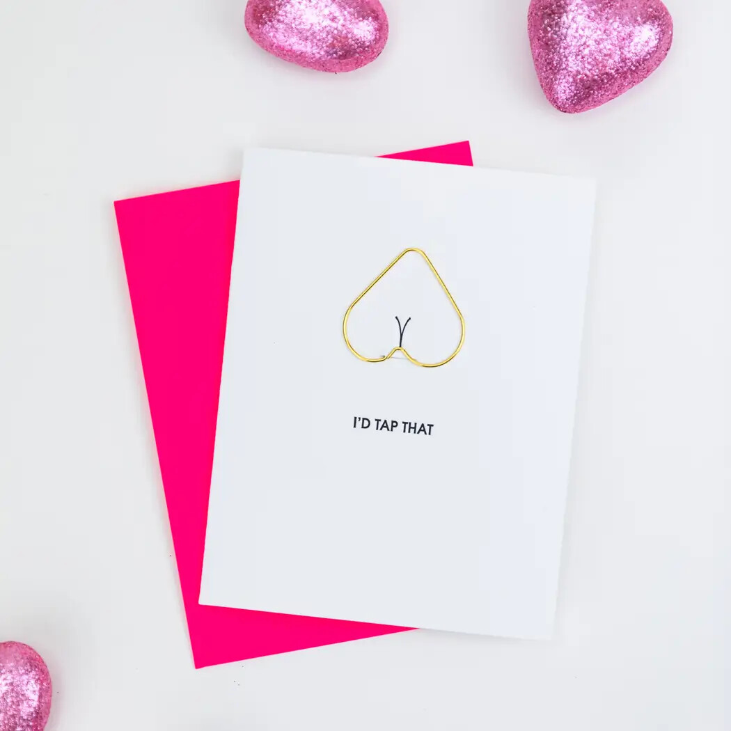 I'd Tap That - Heart Paper Clip Letterpress Card