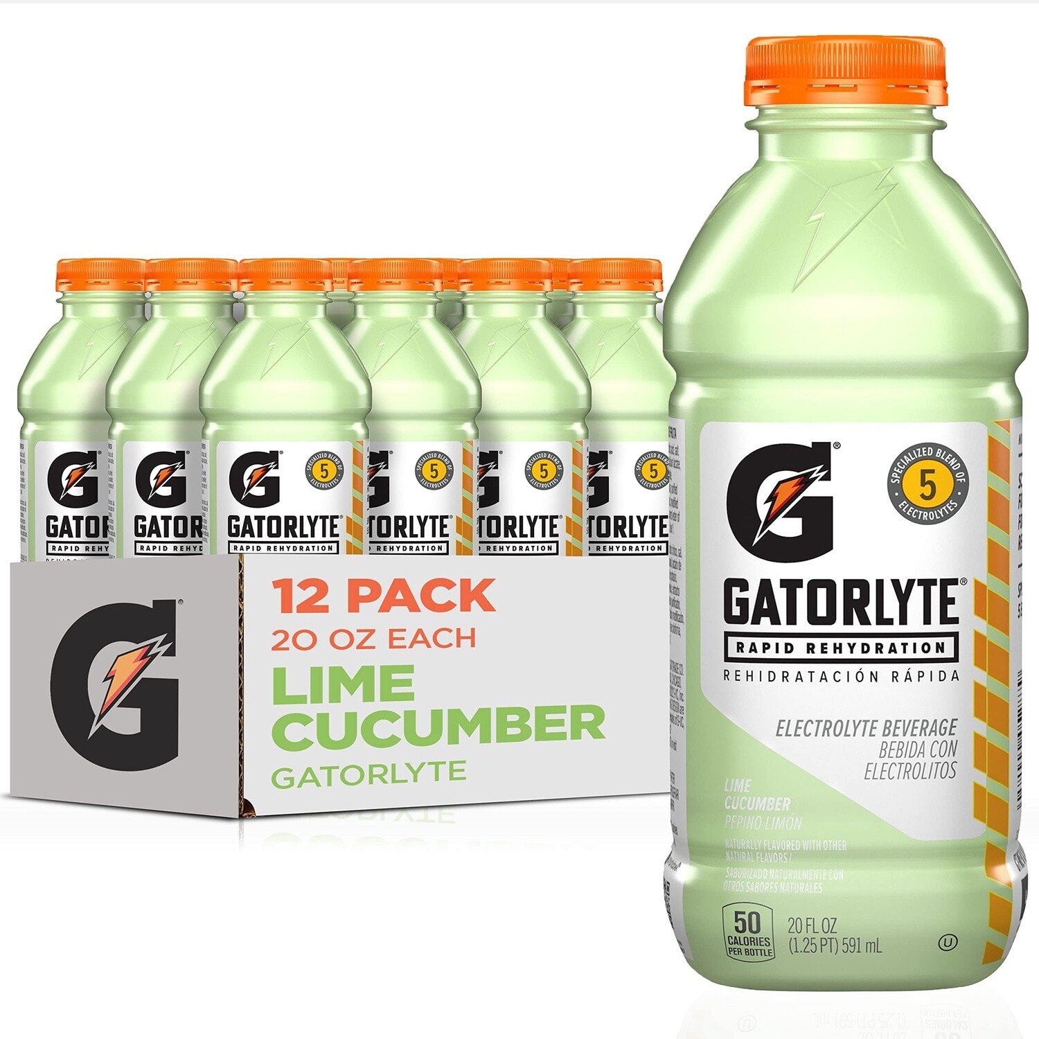 Gatorade, 20oz Bottle, GatorLyte Rapid Rehydration Electrolyte Beverage, Lime Cucumber