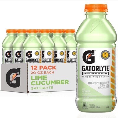 Gatorade, 20oz Bottle, GatorLyte Rapid Rehydration Electrolyte Beverage, Lime Cucumber