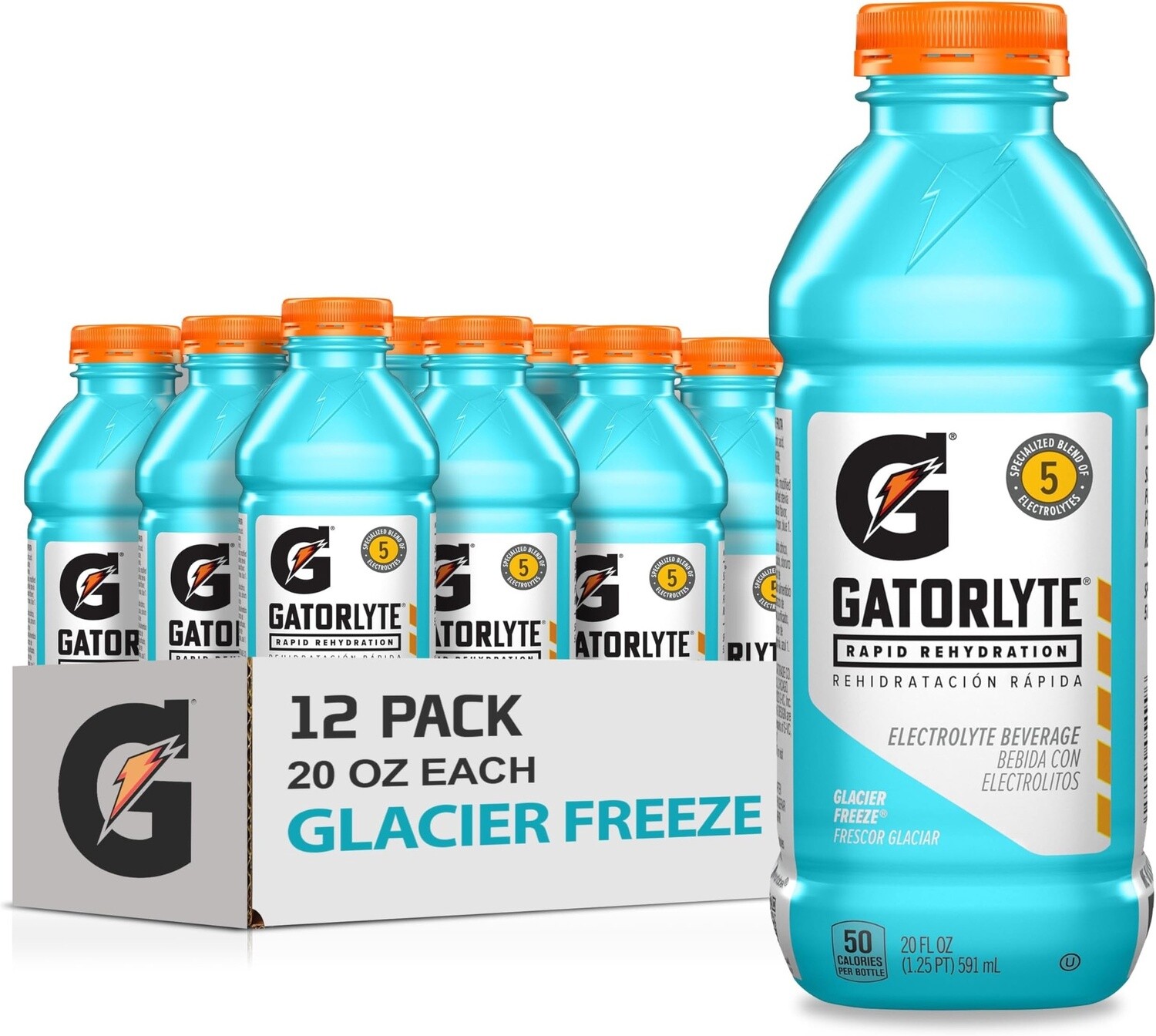 Gatorade, 20oz Bottle, GatorLyte Rapid Rehydration Electrolyte Beverage, Glacier Freeze