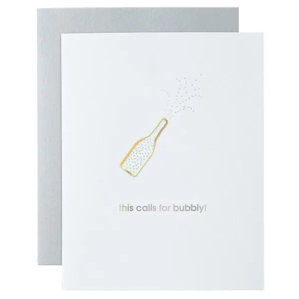 This Calls For Bubbly Paper Clip Letterpress Greeting Card