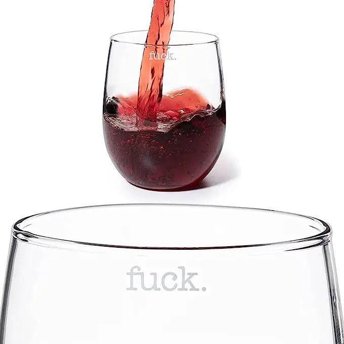 Fuck Wine Glass Single Set, Large 11 oz Glasses