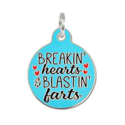 Breaking Hearts - Personalized Dog Id Tag Collar Charm Engraved QR Code, Large 1.25"