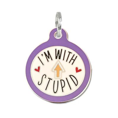 I'm with Stupid - Funny Dog Id Tag Dog Collar Charm