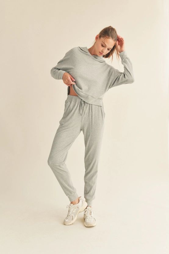 Grey Soft Brushed Rib Sweatpant S-L