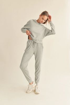 Grey Soft Brushed Rib Sweatpant S-L