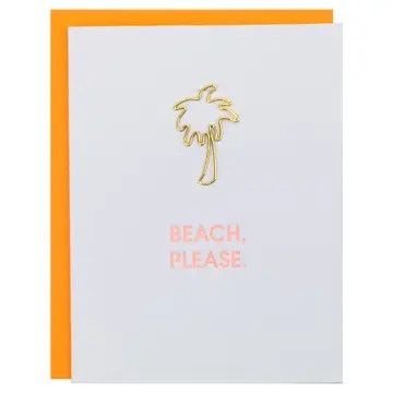 Beach Please - Palm Tree Paper Clip Letterpress Card