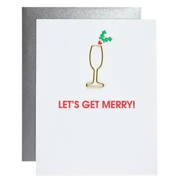 Let's Get Merry Christmas Card Letterpress Printed