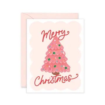 Pink Christmas Tree Card | Christmas Greeting Card
