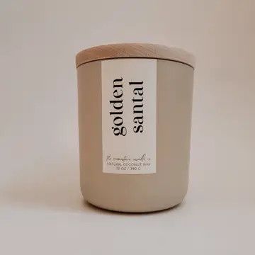Golden Santal 12oz Natural Coconut Wax Wooden Wick Candle