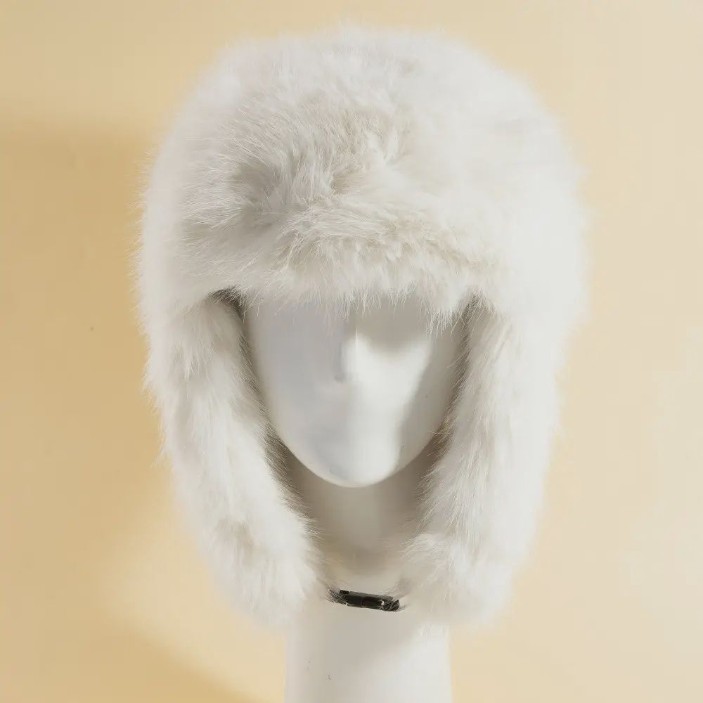 Faux Fur Hood Winter Hat - White