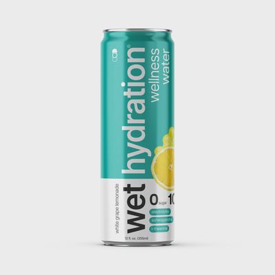 Wet Hydration Wellness Water 12oz Can - White Grape Lemonade
