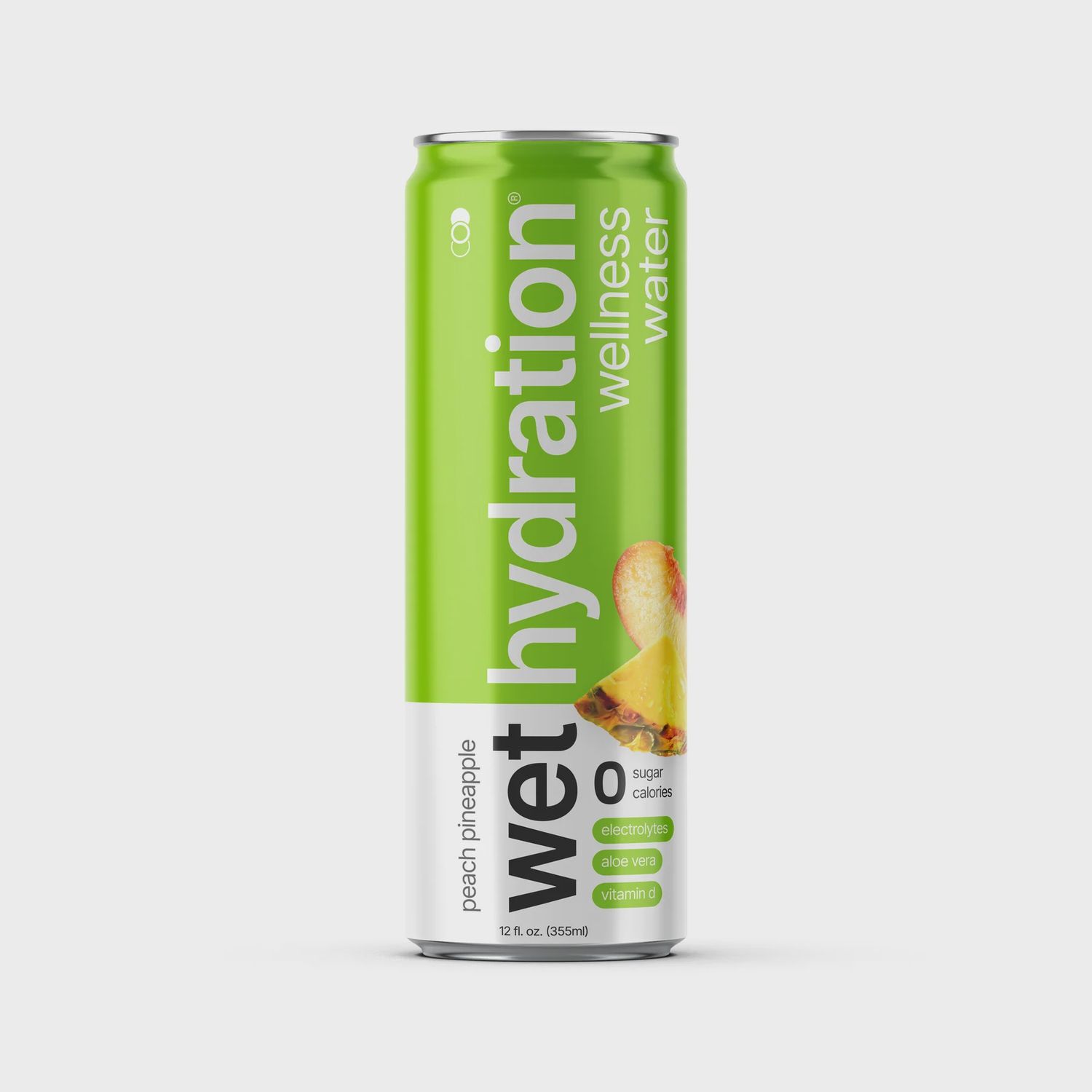 Wet Hydration Wellness Water 12oz Can - Peach Pineapple