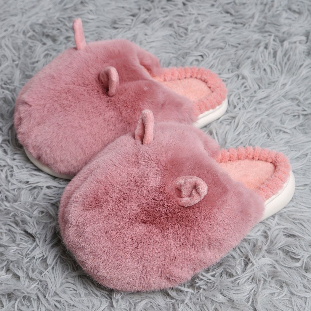 Oversized Faux Fur Ears Home Slippers