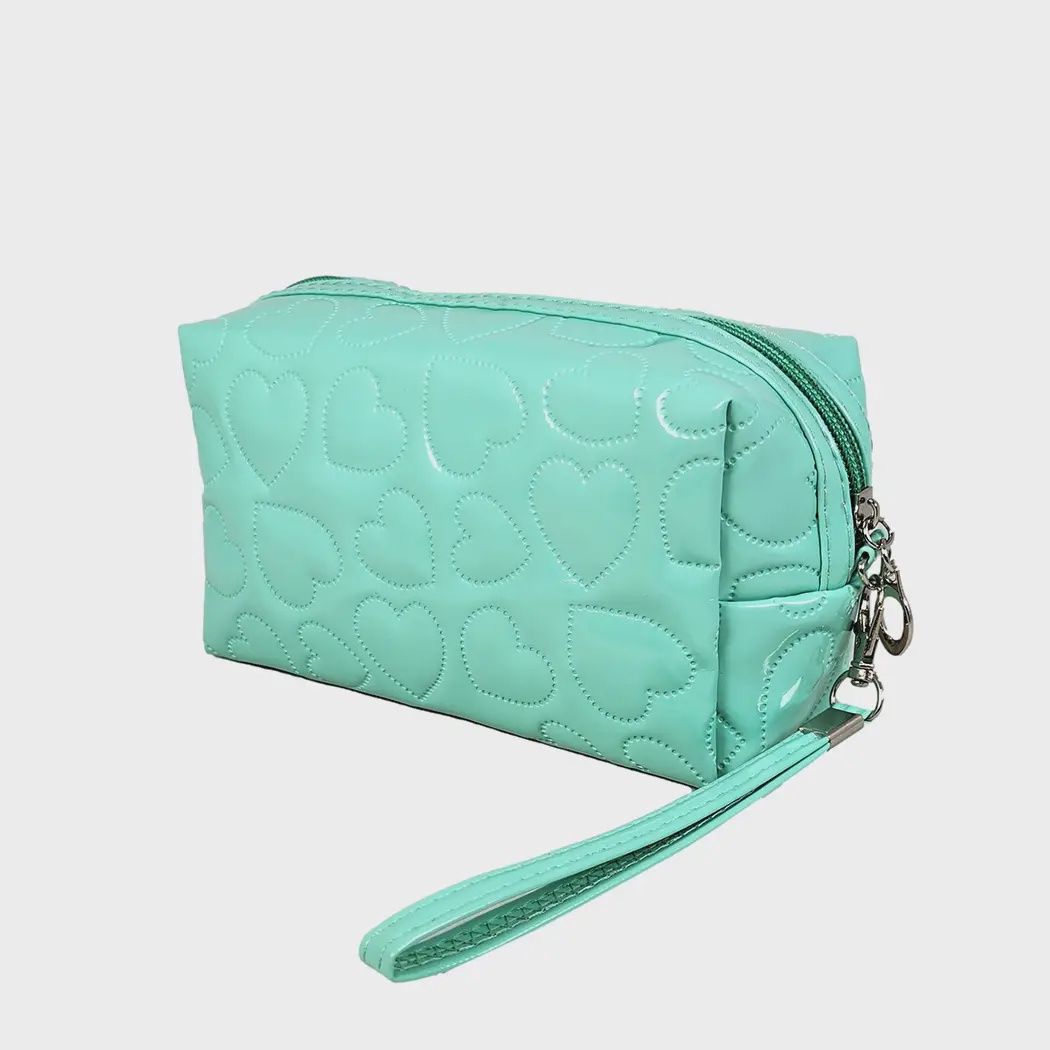 Heart Embossed Pouch w Wrist Strap | MINT