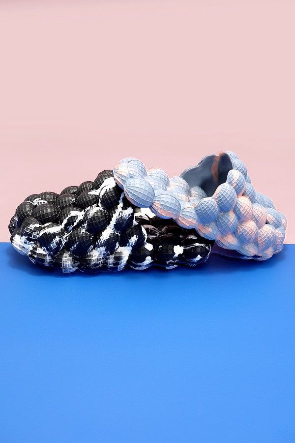 JOSSLYN Non Slip EVA Bubble Cloud Slides - Black/White / Medium