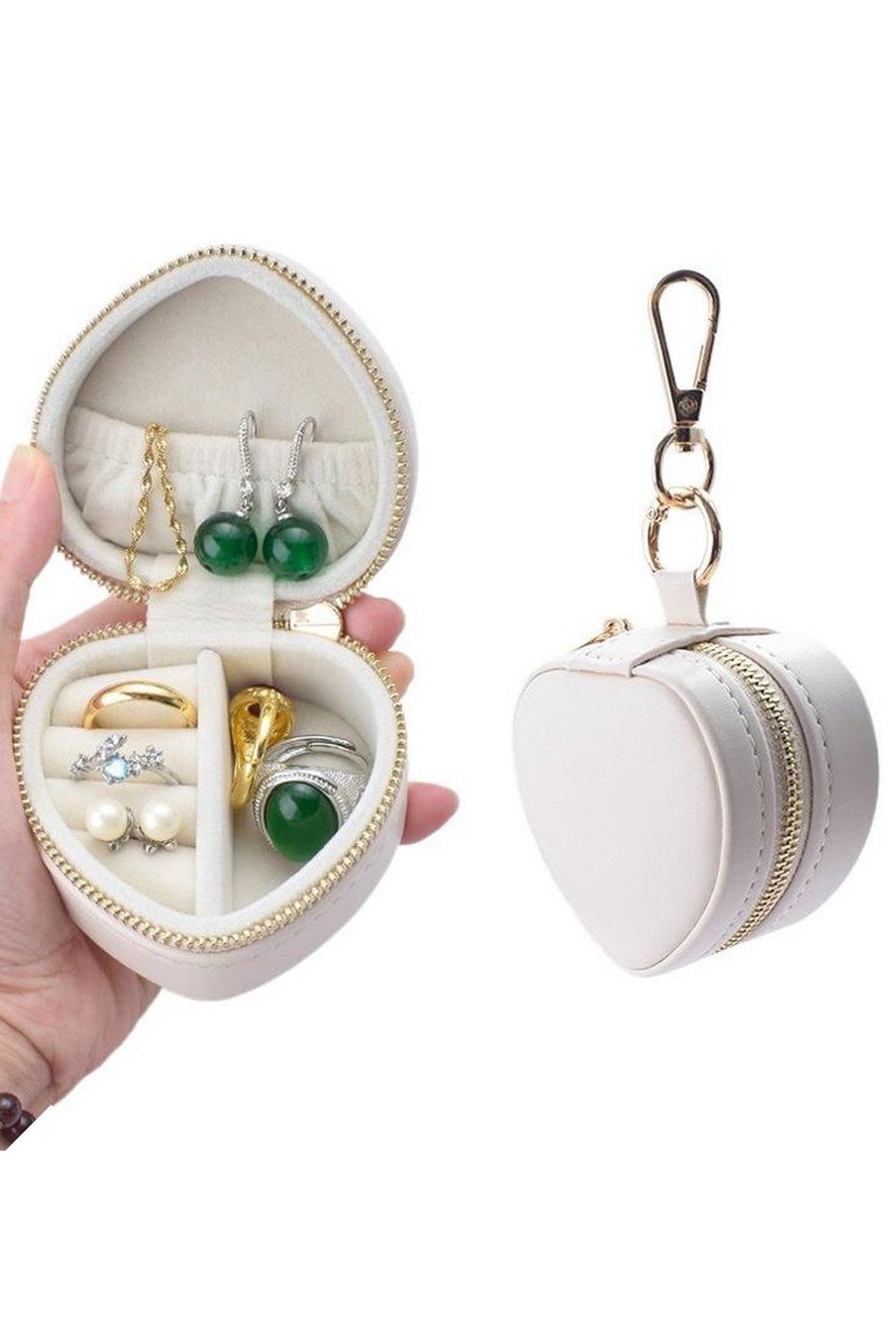 JOSSLYN Mini Heart Jewelry Box Keychain Bag Charm - Off White