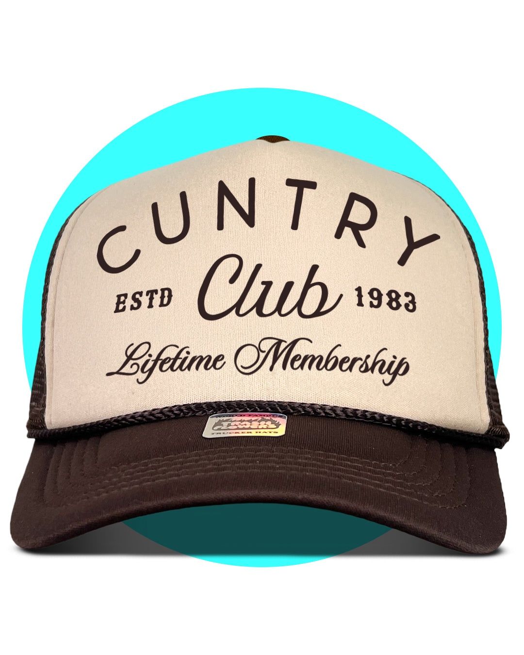 Trash Flowers Cuntry Club Lifetime Membership Trucker Hat - Brown / Tan