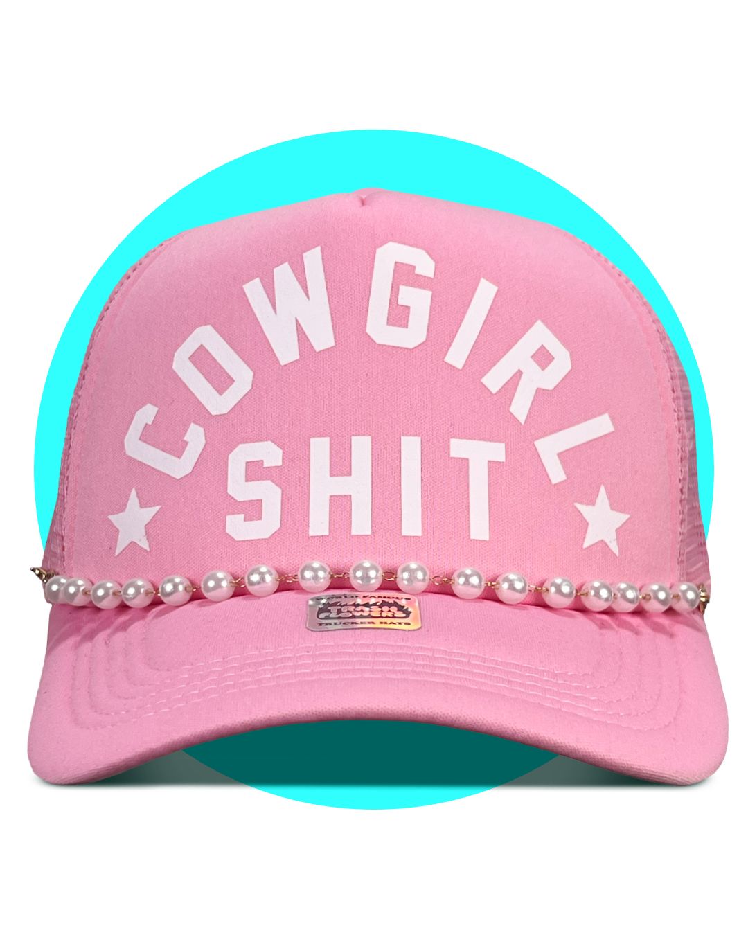 Trash Flowers Cowgirl Shit Trucker Hat - Pink Pearl