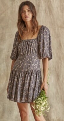 .By Together drop waist Grey dress with off white flowers