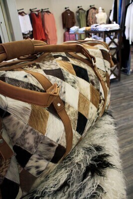 .Cowhide &amp; Leather Duffle Bag
