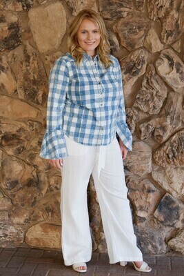 .Scully Blue &amp; White Check Blouse