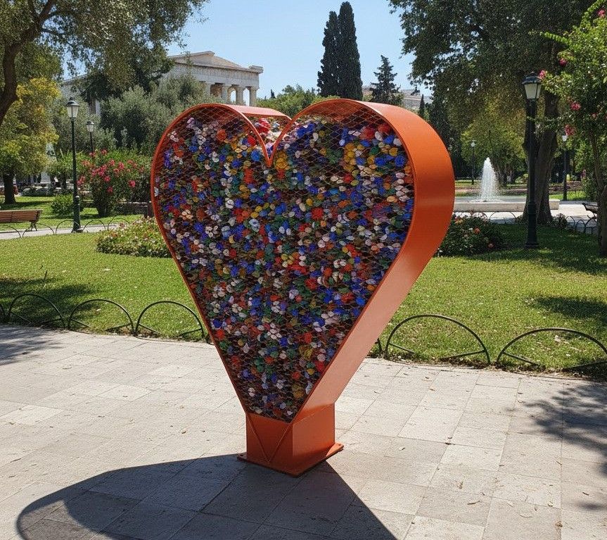 ❤️ Η Καρδιά της Προσφοράς™ – Μεταλλικός Σταθμός Ανακύκλωσης (Γίνε κρίκος στην αλυσίδα της ζωής RED)