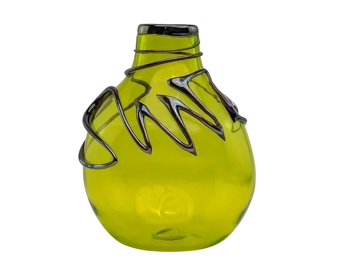 Lemon Hieroglyphic Necked Vase