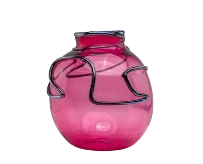 Fuscia Hieroglyphic Rounded Vase