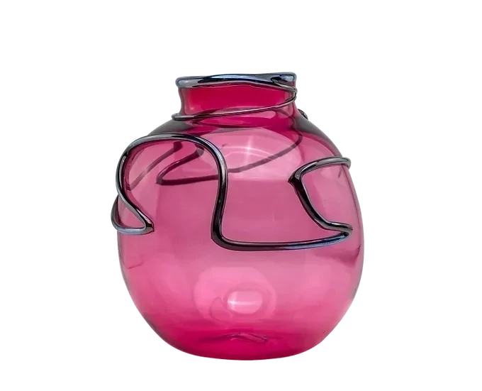 Fuscia Hieroglyphic Rounded Vase