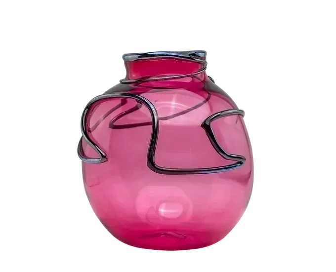 Fuscia Hieroglyphic Rounded Vase