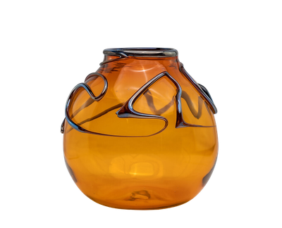 Gold Hieroglyphic Rounded Vase