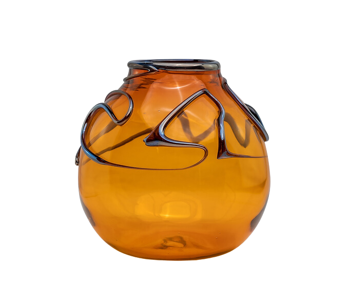 Gold Hieroglyphic Rounded Vase