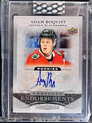 2019-20 Adam Boqvist Clear Cut Embedded Endorsement Autograph RC